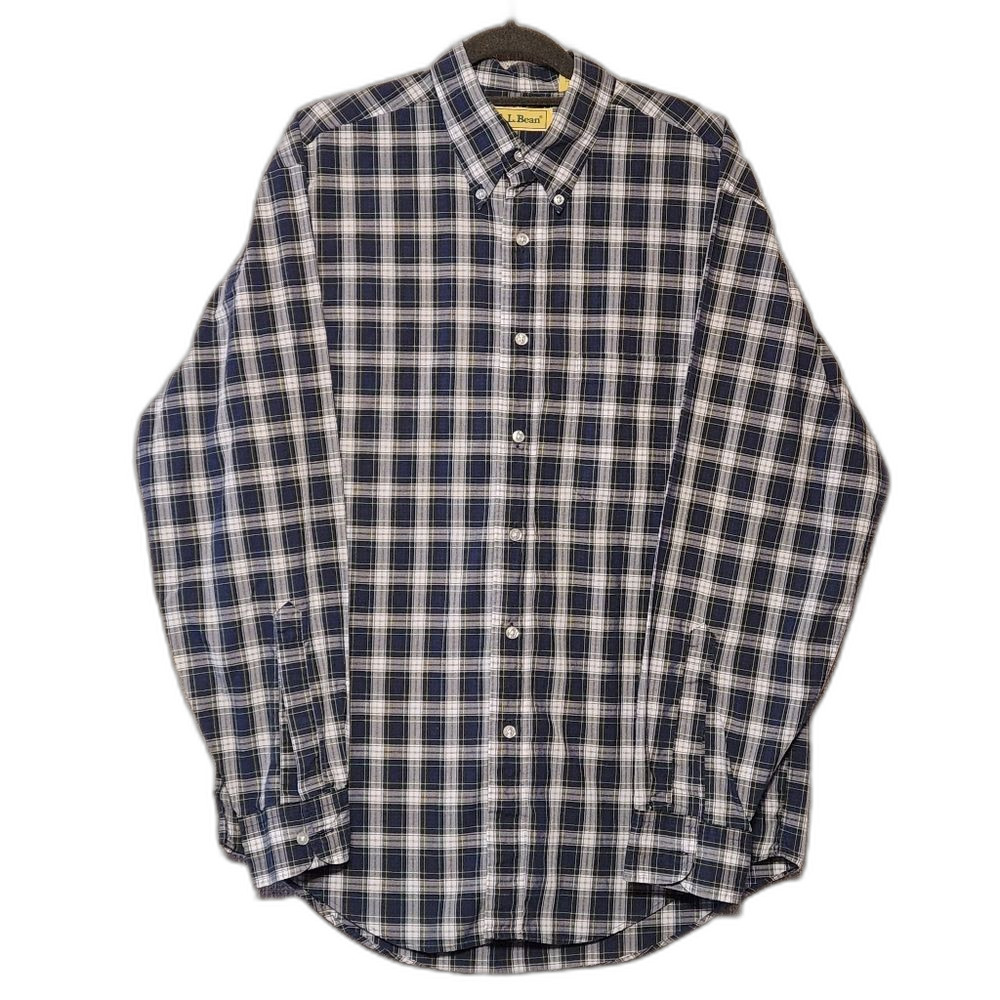 L L Bean Long Sleeve Button Down Plaid Shirt Men's Reg Size Medium